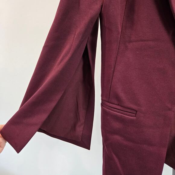Boston Proper Beyond Travel Split Sleeve Wine Red Blazer Jacket Cape Size 6 - Picture 4 of 8